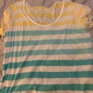 Yellow and blue light shirt.